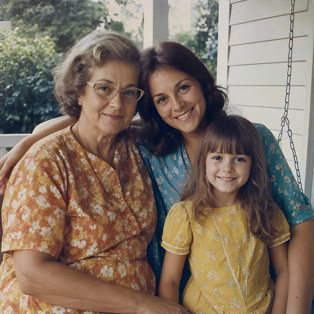 After restoration in the app: the same photo, clearer with less yellow cast