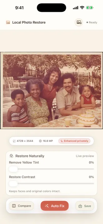 An enhanced 1970s birthday photo showing 4728 by 3544 pixels and 16.8 megapixels